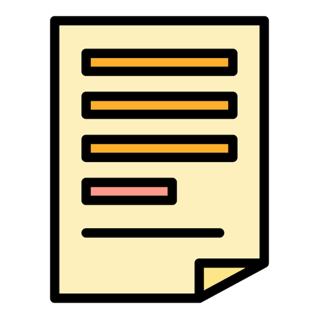 Icono de informe de documento en papel Esquema de icono de vector de informe de documento en papel color plano aislado