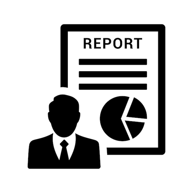 Icono del informe del empleado Diseño vectorial negro