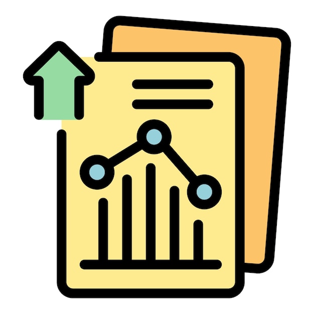 Icono de informe financiero Icono de vector de informe financiero de esquema para diseño web aislado en color plano de fondo blanco