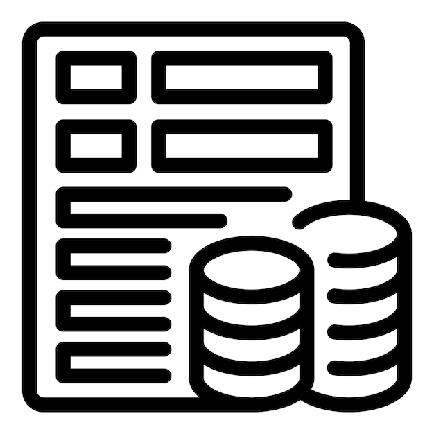 Ícono de informe financiero con monedas apiladas
