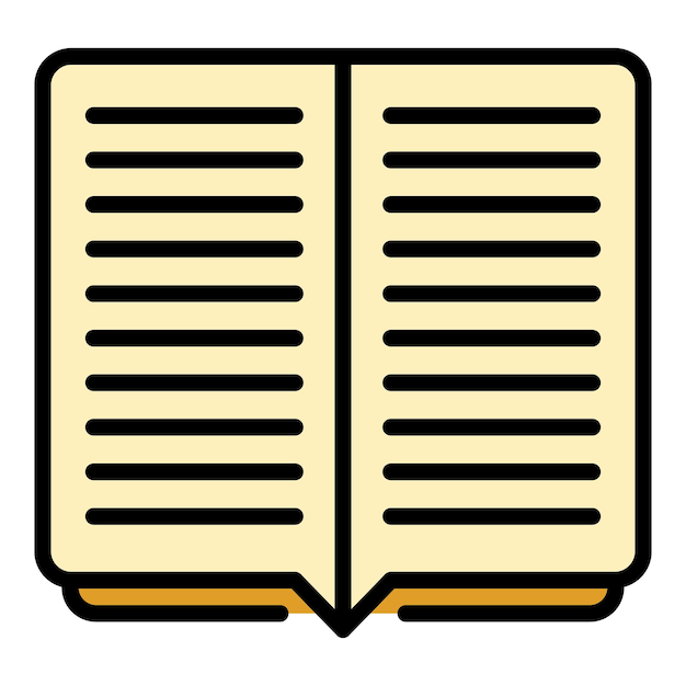 Icono de informe de libro abierto Esbozo de informe de Libro abierto Icono vectorial de color plano aislado