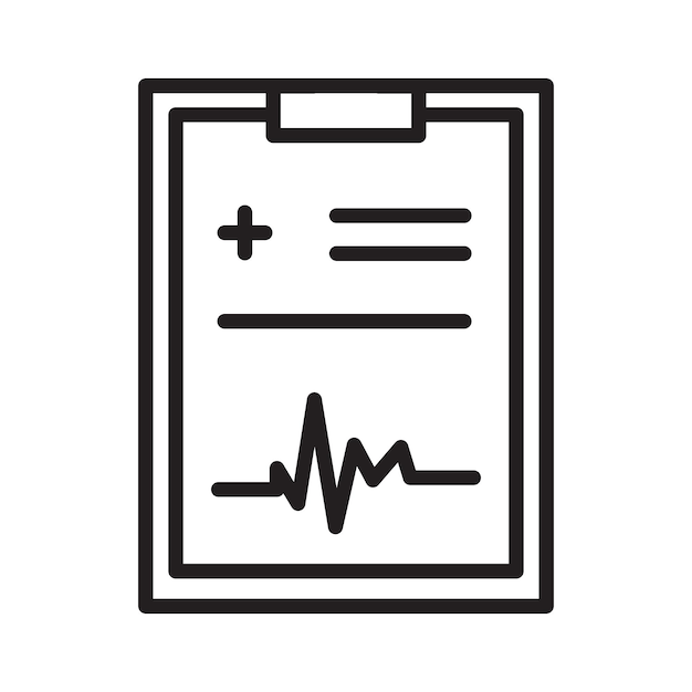 Ícono del informe médico 2 Logotipo del vector de la línea negra