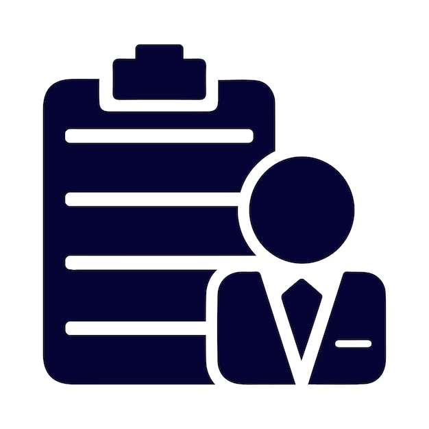 El icono del informe de negocio del cuaderno de notas del informe de negocios del hombre de negocios