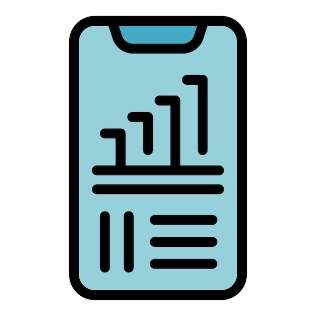 Icono de informe de negocio de teléfono Icono de vector de informe de negocio de teléfono de esquema para diseño web aislado en color plano de fondo blanco