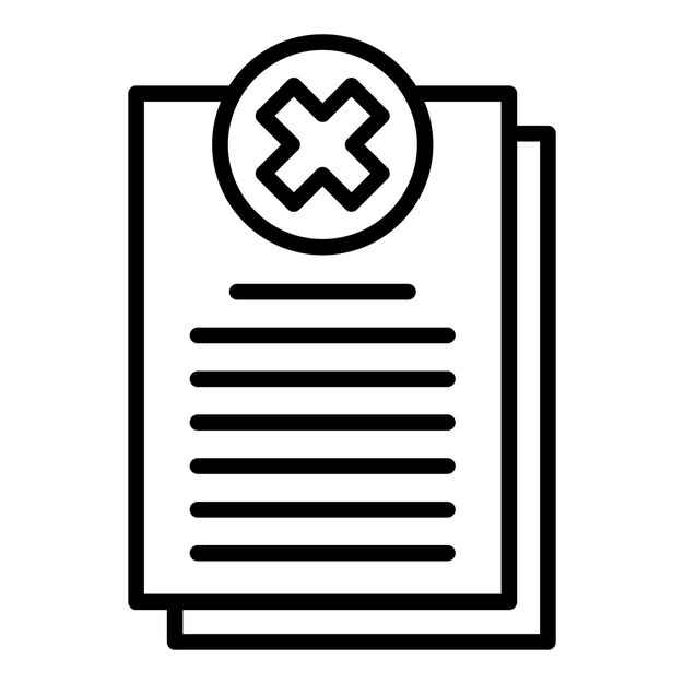 Icono de informe rechazado Contorno icono de vector de informe rechazado para diseño web aislado sobre fondo blanco
