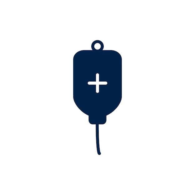 Vector el icono de infusión en la bolsa de sangre de estilo plano de moda el icono de la bolsa intravenosa vaginal