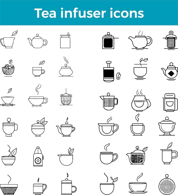 El icono del infusor de té es una herramienta esencial para empapar las hojas sueltas de té. Ilustración de accesorio de elaboración de té vectorial