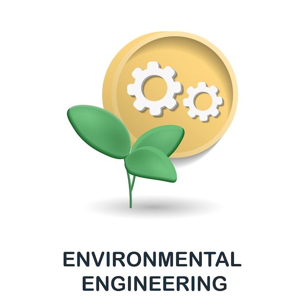 Ícono de Ingeniería Ambiental Ilustración 3d de la colección de calentamiento global Ícono 3d de Ingeniería Ambiental Creativa para plantillas de diseño web, infografías y más