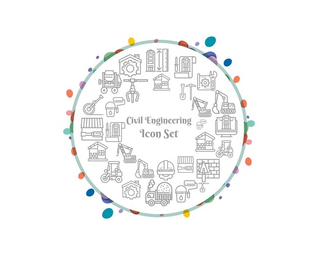 Icono de ingeniería civil en fondo blanco Vector Premium
