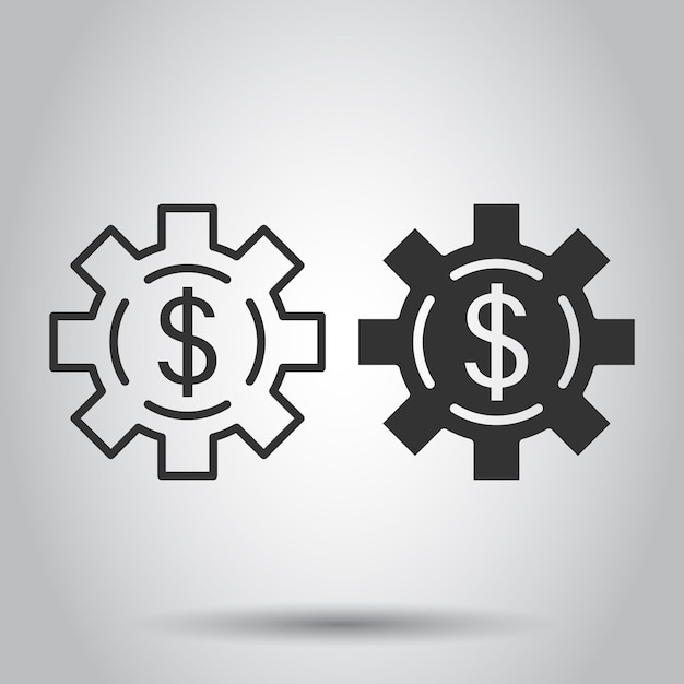 Icono de ingresos monetarios en estilo plano Ilustración de vector de moneda de dólar sobre fondo blanco aislado Concepto de negocio de estructura financiera