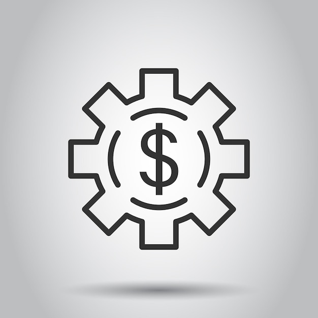 Icono de ingresos monetarios en estilo plano Ilustración de vector de moneda de dólar sobre fondo blanco aislado Concepto de negocio de estructura financiera