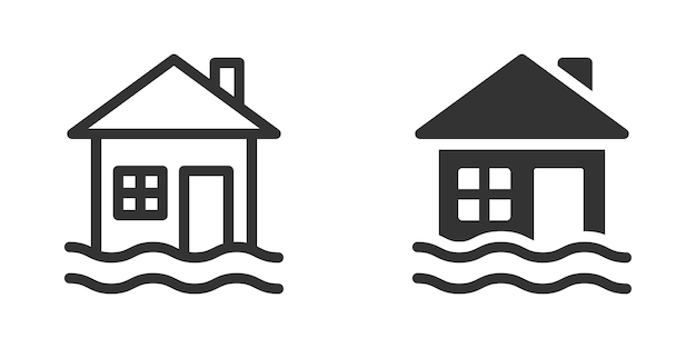Icono de inicio inundado Ilustración vectorial