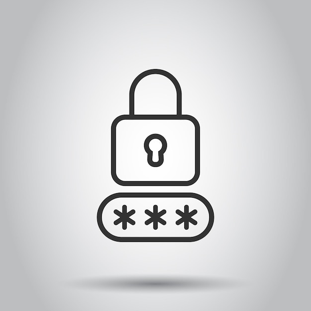 Icono de inicio de sesión en estilo plano Ilustración de vector de acceso de contraseña sobre fondo blanco aislado Concepto de negocio de entrada de candado