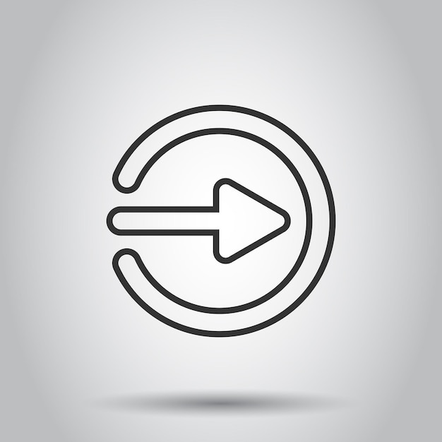 Icono de inicio de sesión en estilo plano Ilustración de vector de acceso de flecha sobre fondo blanco aislado Concepto de negocio de entrada de puerta