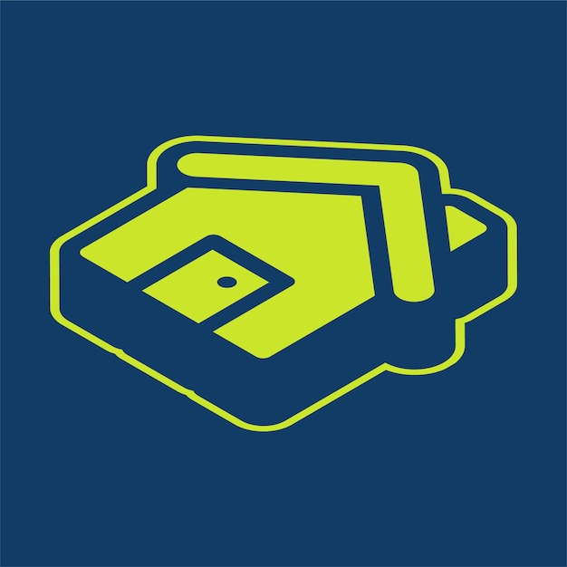 Icono de inicio de vector retroisométrico verde con fondo editable