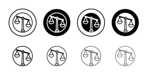 Icono injusto El logotipo del vector se establece plano