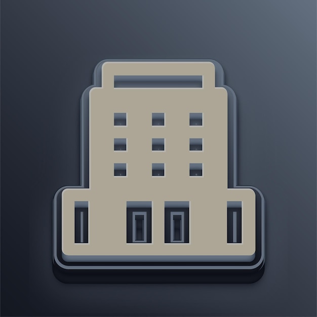 Icono inmobiliario 3D en tono de cemento con fondo gris editable