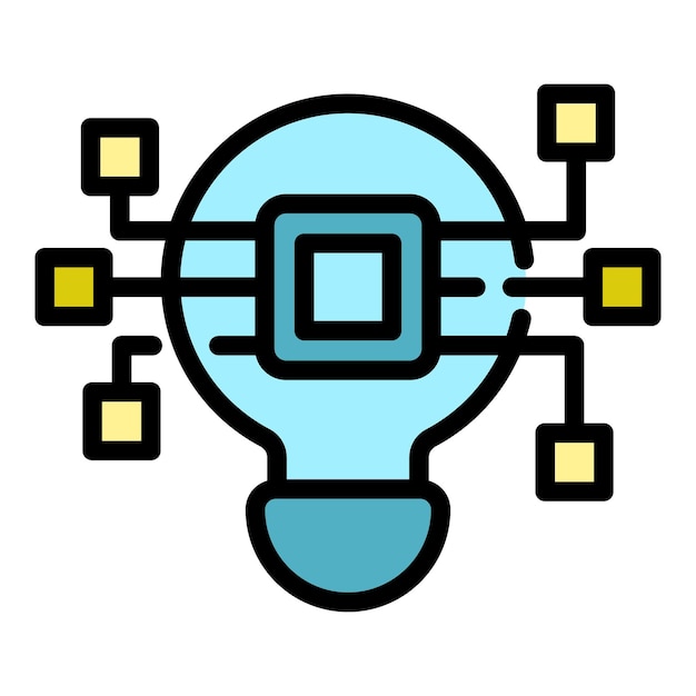 Icono de la innovación ecológica de la bombilla Contorno del icono vectorial de la innovación ecológica de la bombillera Color plano aislado