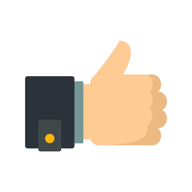 Icono de innovación pulgar arriba Ilustración plana del icono de vector de innovación pulgar arriba aislado sobre fondo blanco