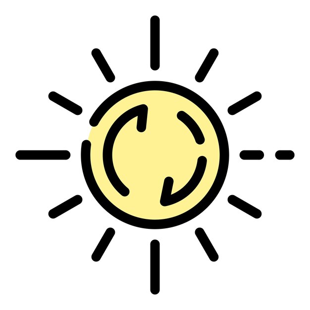 El icono de la innovación solar de la ecología El contorno del ecología El icono del vector de la innovación del sol El color es plano y aislado