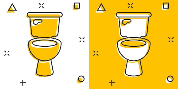 Icono del inodoro en estilo cómico Ilustración vectorial de dibujos animados de higiene en un fondo aislado