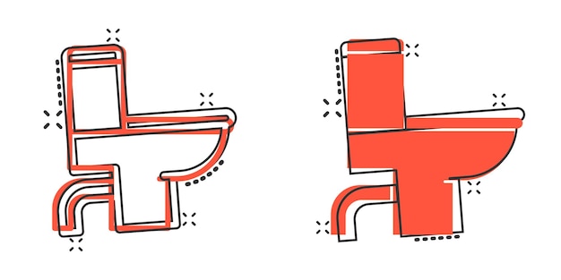 Icono del inodoro en estilo cómico Ilustración vectorial de dibujos animados de higiene en un fondo aislado