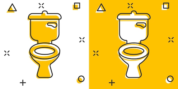 Icono del inodoro en estilo cómico Ilustración vectorial de dibujos animados de higiene en un fondo aislado