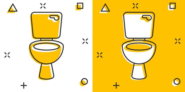 Icono del inodoro en estilo cómico Ilustración vectorial de dibujos animados de higiene en un fondo aislado