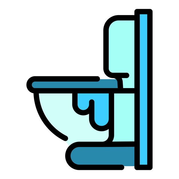 Icono de inodoro con fugas Contorno Icono de vector de inodoro con fugas para diseño web aislado en color de fondo blanco plano