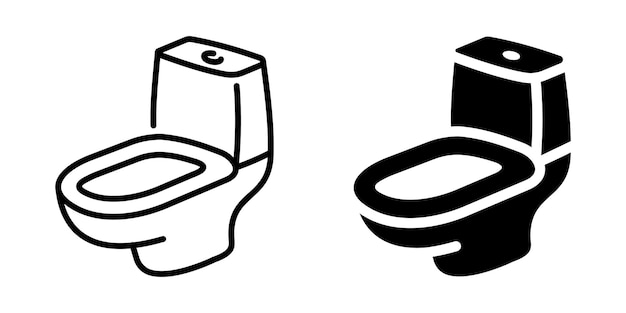 Ícono de inodoro Símbolo de baño Estilo de línea y silueta