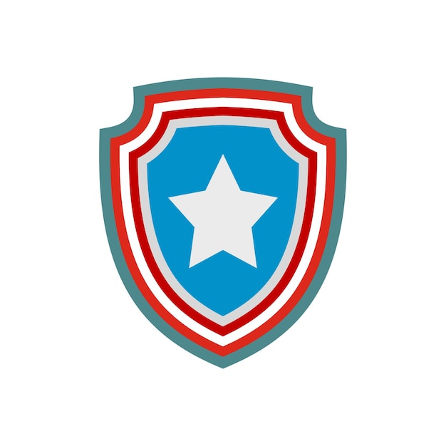 Icono de insignia americana en estilo plano aislado sobre fondo blanco