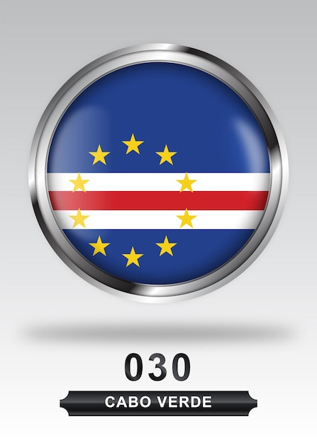 Icono de insignia de bandera de Cabo Verde Vector completo