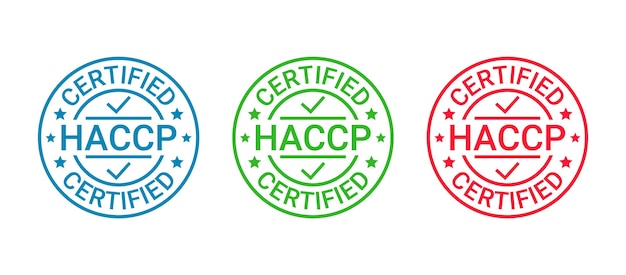 Icono de insignia certificado HACCP. Emblema de garantía de calidad. Ilustración vectorial.