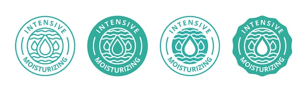 Icono de la insignia de hidratante de hidratación Icono vectorial de gotas de agua hidratante intensiva para el cuidado de la piel