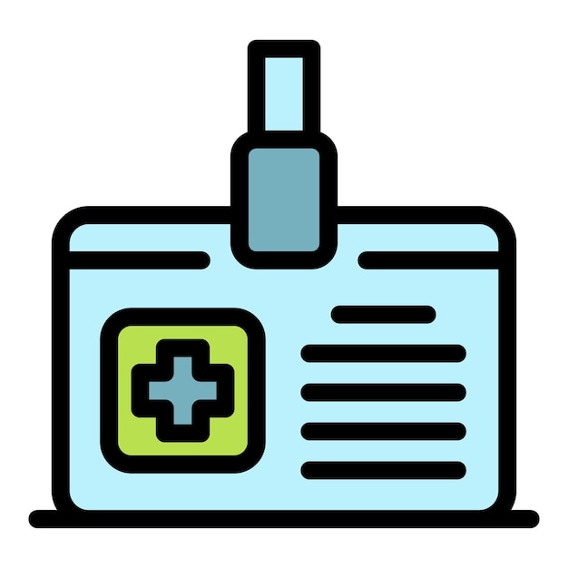 El icono de la insignia médica El contorno del icono vectorial de la insígnia médica El color es plano y aislado