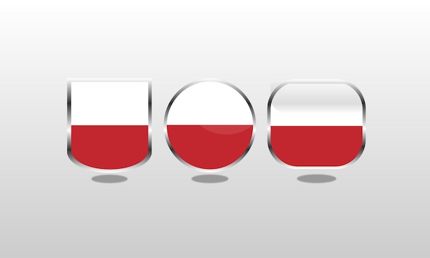 Vector icono de insignia de plata de bandera de polonia