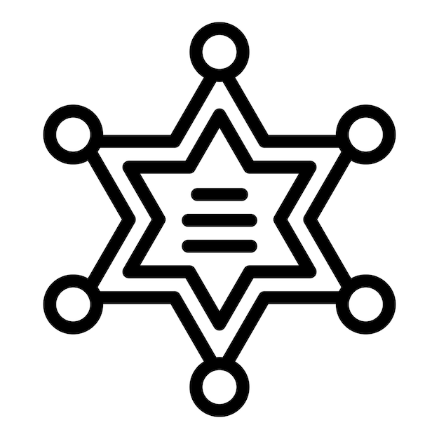 Icono de insignia de sheriff Icono de vector de insignia de sheriff de esquema para diseño web aislado sobre fondo blanco