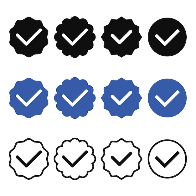 El icono de la insignia de verificación de la cuenta oficial de las redes sociales