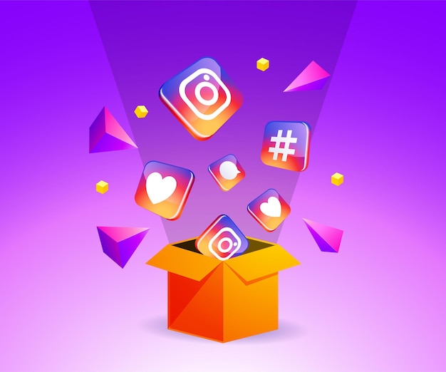 icono de instagram fuera de la caja concepto de redes sociales