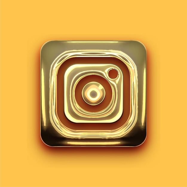 Icono de Instagram de oro Chrome premium con fondo amarillo personalizable