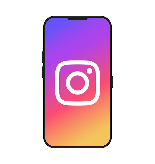 Icono de instagram de redes sociales en el teléfono.Vector