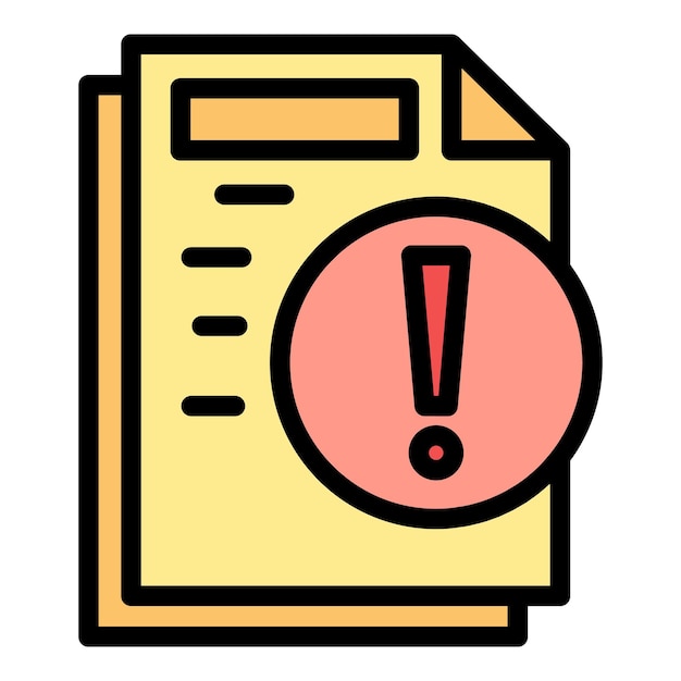 Icono de instrucciones de advertencia Icono de vector de instrucciones de advertencia de esquema para diseño web aislado en color plano de fondo blanco