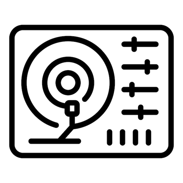 Icono de instrumento Dj Esquema icono de vector de instrumento Dj para diseño web aislado sobre fondo blanco