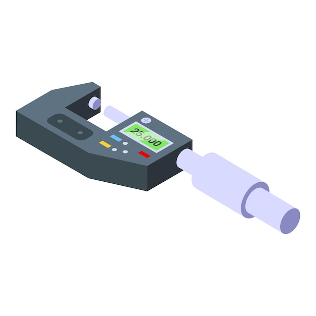 Icono de instrumento micrómetro vector isométrico Regla digital Herramienta de calibre