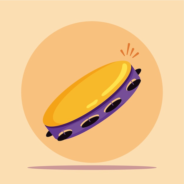 Ícono de instrumento musical de pandereta de color aislado Ilustración vectorial
