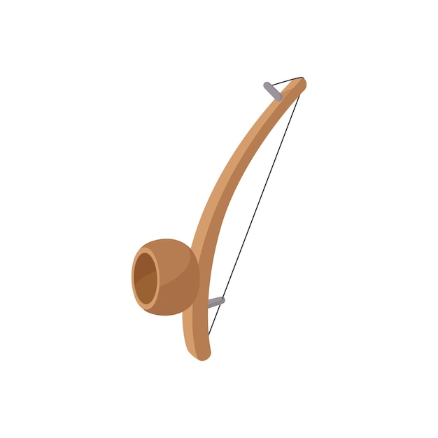 Vector icono de instrumento de percusión berimbau en estilo de dibujos animados sobre un fondo blanco