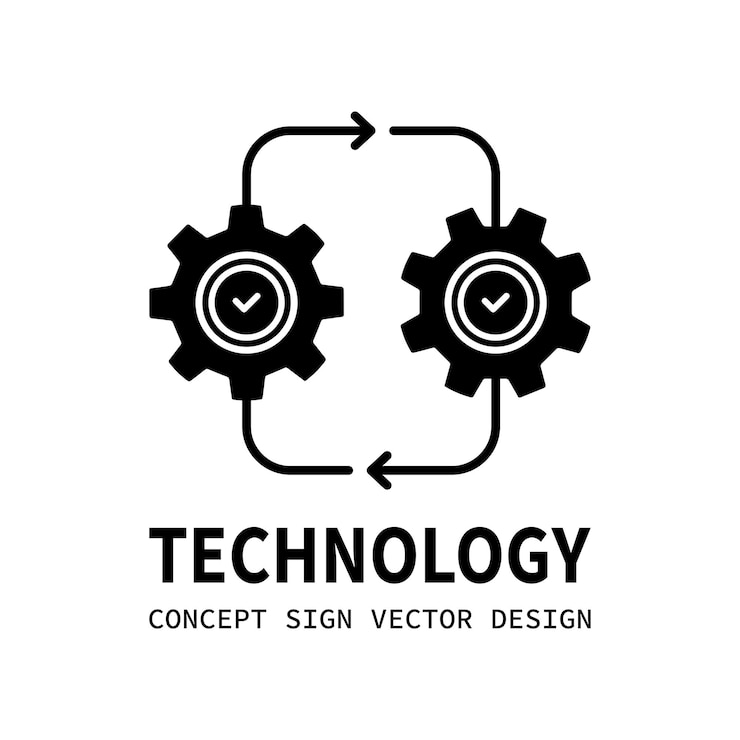 Vector icono de integración efectiva negra con dos engranajes delgados concepto de símbolo de flujo de trabajo o procedimiento técnico sencillo tendencia simple lineal logotipo moderno diseño de trazo gráfico elemento web aislado en blanco