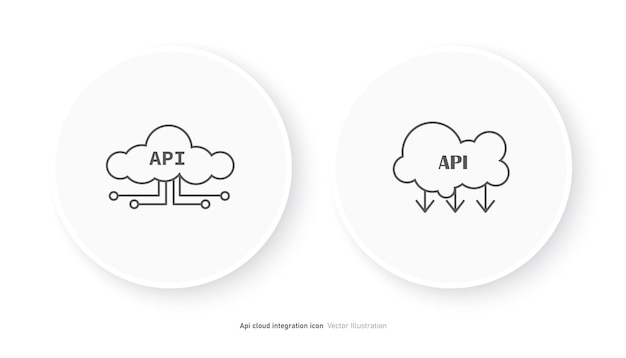 El icono de integración en la nube es una ilustración vectorial del símbolo del software API.