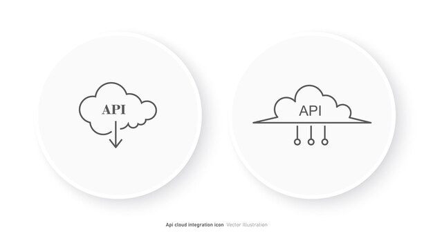 El icono de integración en la nube es una ilustración vectorial del símbolo del software API.
