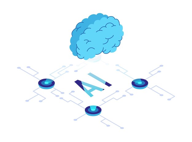 Icono de inteligencia artificial isométrica tecnología de robots digitales ai tecnología elemento de banner web